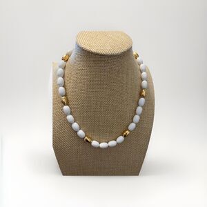 Napier Necklace White Gold Tone Beaded Vintage MCM Designer Signed 16"